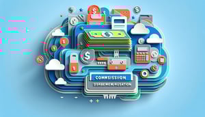 Paper art illustration depicting a commission disbursement authorization form for FormCreatorAI article