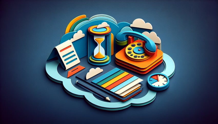 Paper art illustration depicting a phone call log form for FormCreatorAI article.