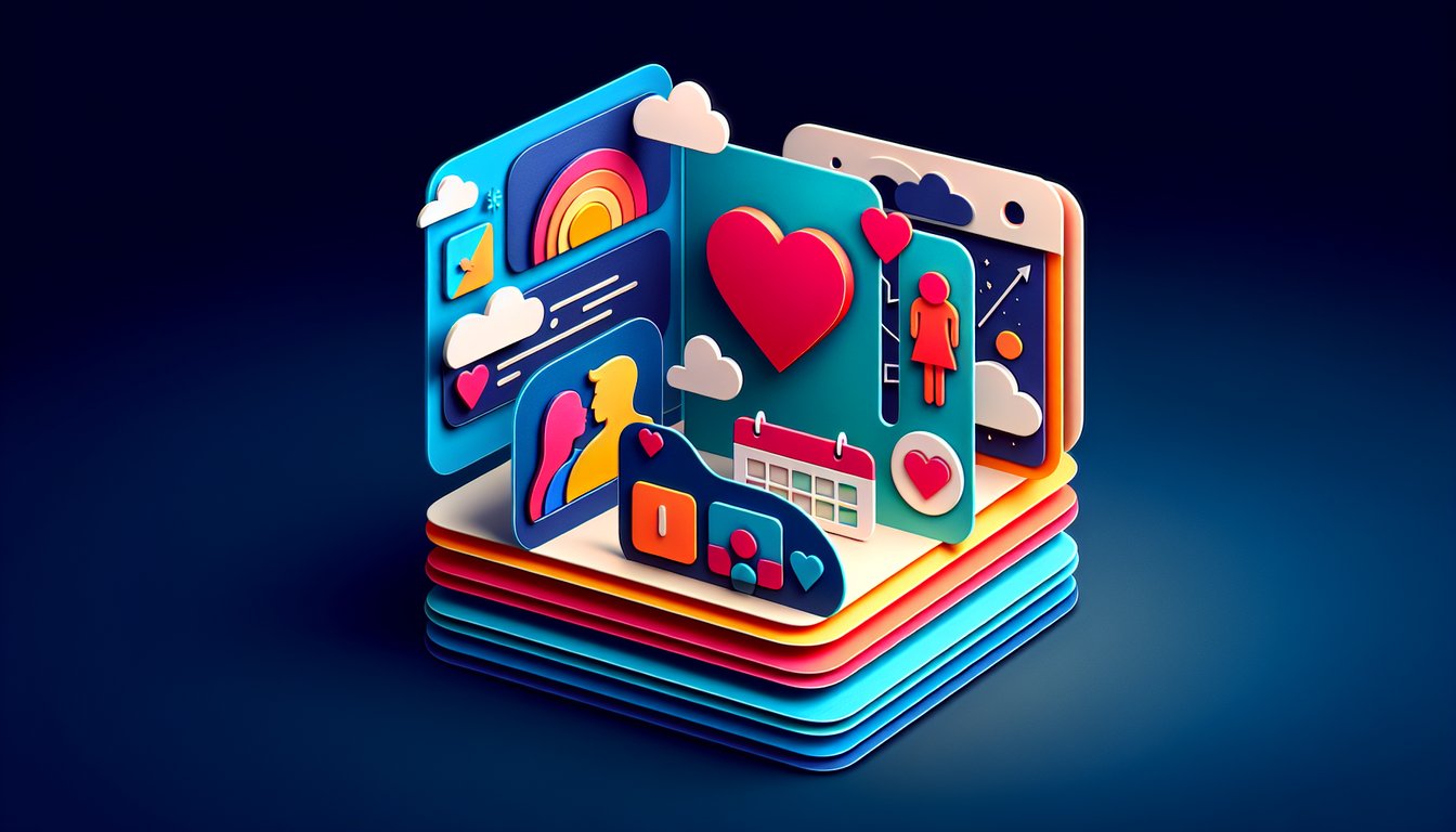 Paper art illustration featuring a creative girlfriend application form with checkboxes and appealing design elements