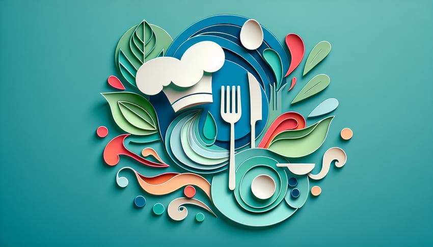 Paper art illustration highlighting a restaurant feedback form template for FormCreatorAI article