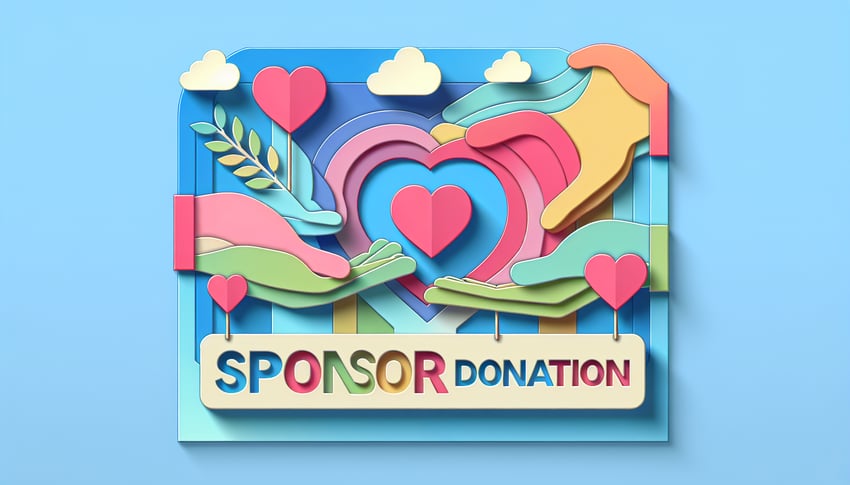 Paper art illustration featuring a sponsor donation form for FormCreatorAI article