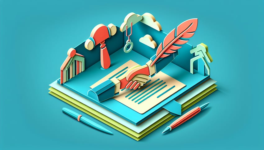 paper art illustration related to free bid proposal form template and FormCreatorAI