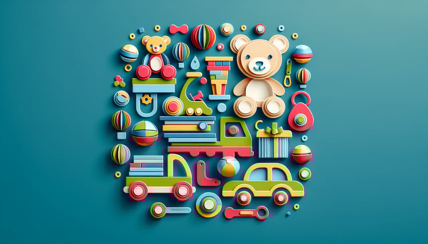 Paper art illustration depicting a festive design for a Toys for Tots application form template