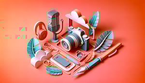 paper art illustration showcasing a media release form template with headings and blank fields for signatures and consent