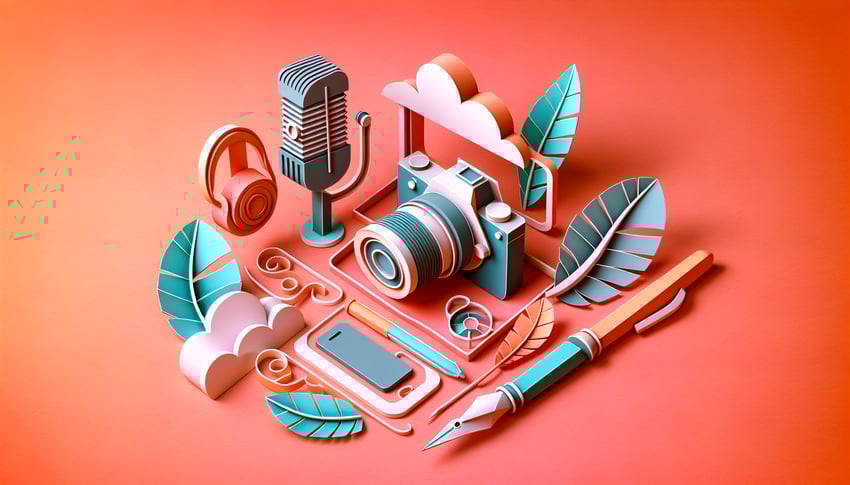 paper art illustration showcasing a media release form template with headings and blank fields for signatures and consent