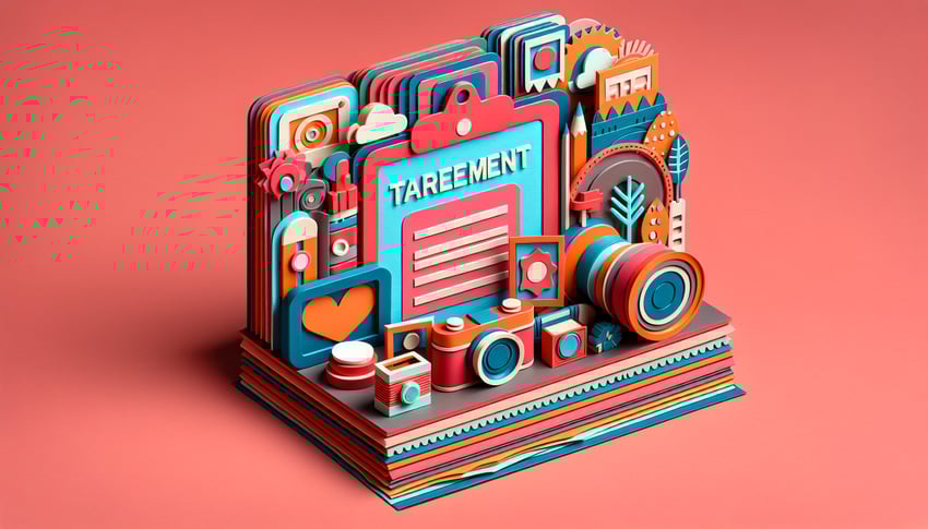 paper art illustration representing trade for print agreement form template for FormCreatorAI article