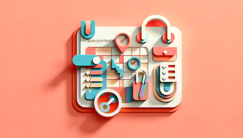 Paper art illustration depicting a calendar and clock for appointment schedule template article