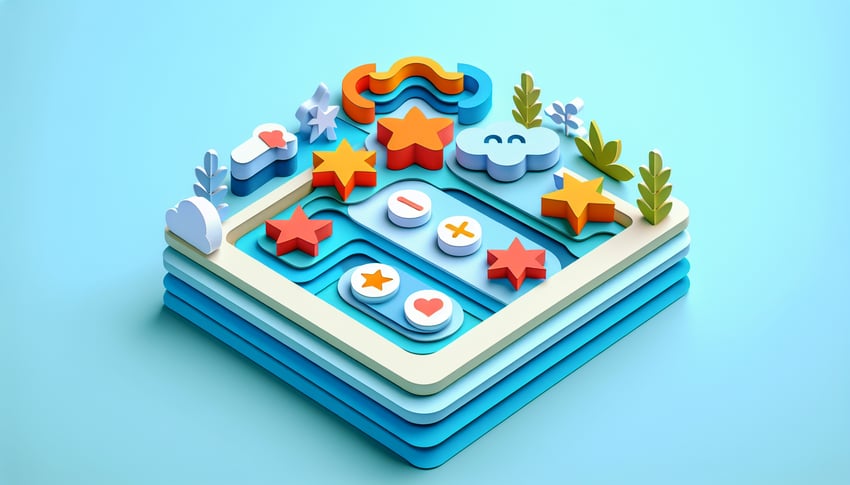 Paper art illustration depicting a rate your experience form template for FormCreatorAI article