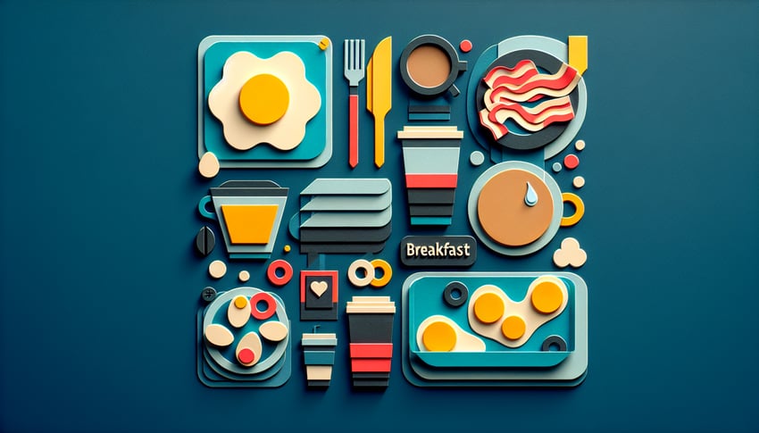 Paper art illustration depicting a breakfast order form for a food service article.