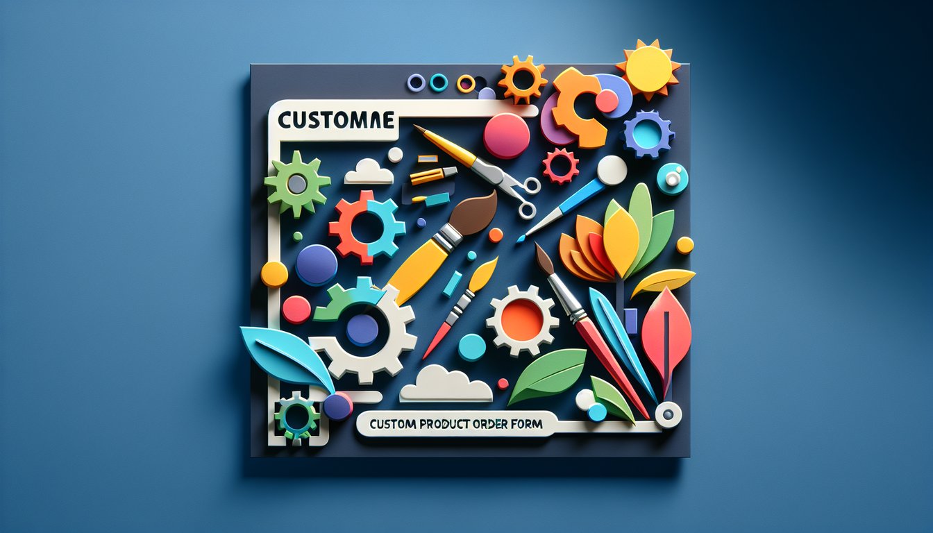 Paper art illustration depicting a custom product order form for FormCreatorAI article.