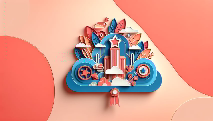 Paper art illustration featuring an employee nomination form for FormCreatorAI article.