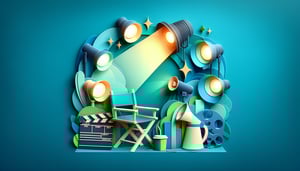 paper art illustration depicting a casting call release form with creative design elements related to filmmaking and auditioning