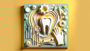 Colorful paper art illustration depicting a dental screening form designed for FormCreatorAI