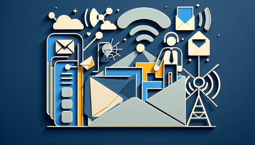Paper art illustration depicting a newsletter registration form layout for FormCreatorAI article