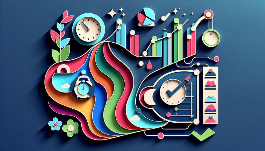 Paper art illustration for article on Weekly Timesheet and Progress Report Form Template by FormCreatorAI