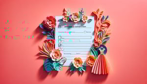 Paper art illustration related to bridesmaid survey form template and design tools for event planning