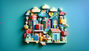 Paper art illustration featuring a move in move out inspection form for rental properties and tenants.