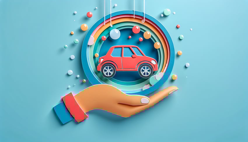 Paper art illustration related to vehicle deposit form template created by FormCreatorAI