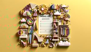 Paper art illustration depicting a model call questionnaire form with design elements for FormCreatorAI article