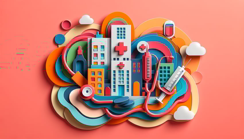 Paper art illustration depicting medical claim forms for an article on FormCreatorAI