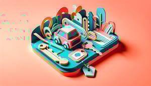 Paper art illustration depicting a vehicle registration form template for FormCreatorAI article