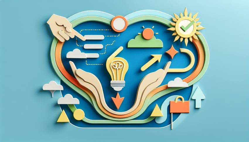 Paper art illustration depicting a coaching session feedback survey form for an article on FormCreatorAI