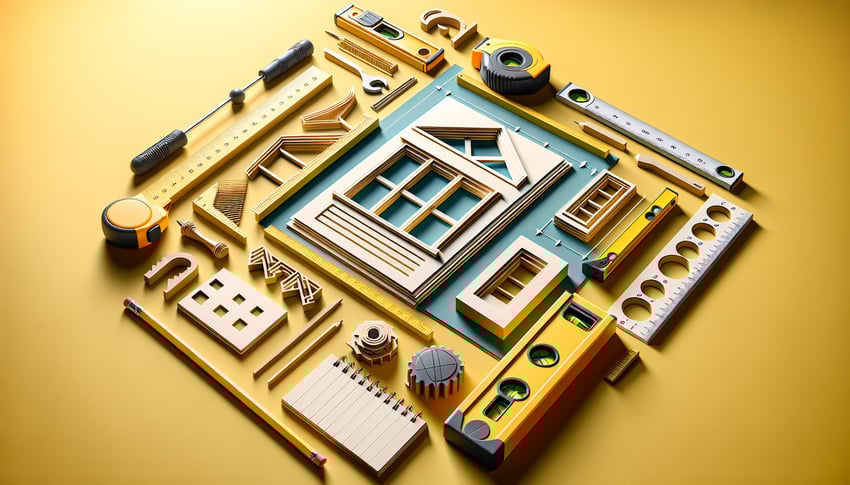 Paper art illustration depicting a window measure form for an article on Window Measure Form Template FormCreatorAI
