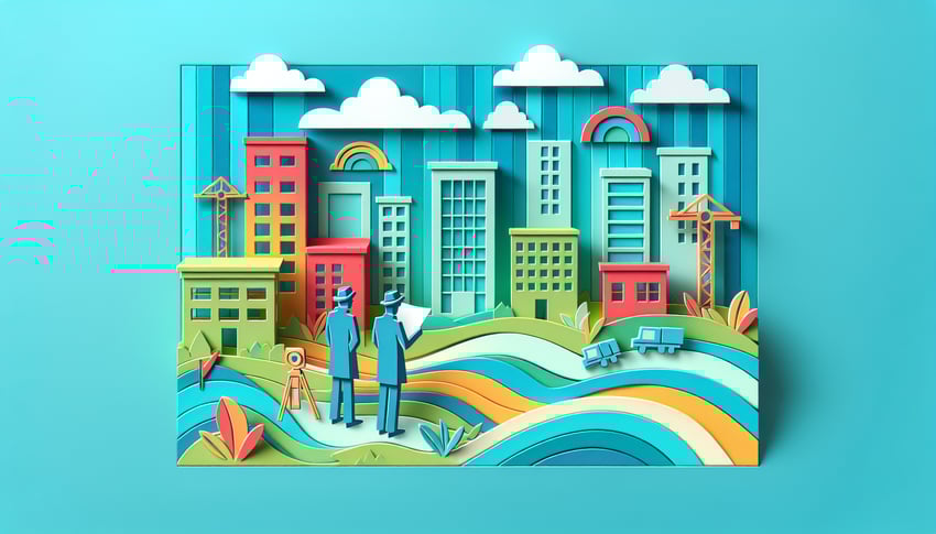 Paper art illustration depicting a site visit form template for FormCreatorAI article