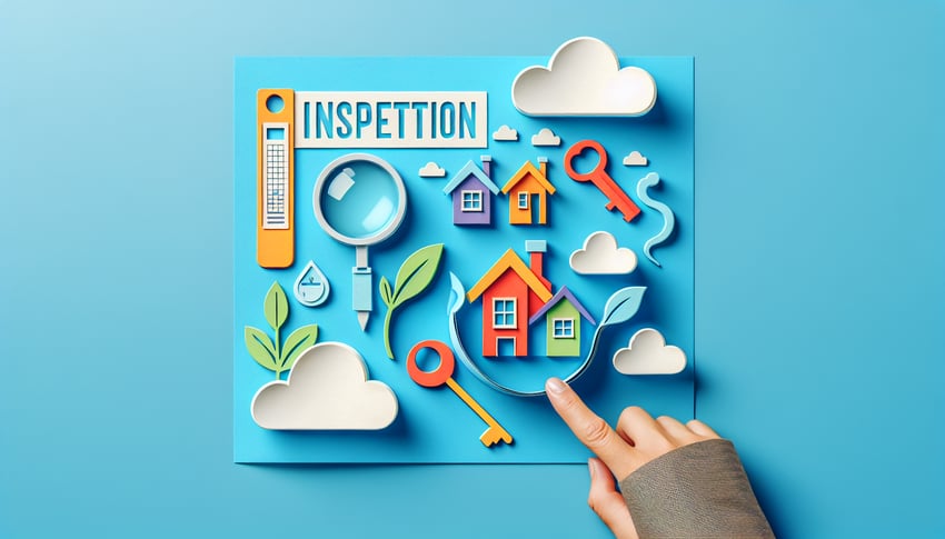 Paper art illustration depicting rental property inspection forms for FormCreatorAI article