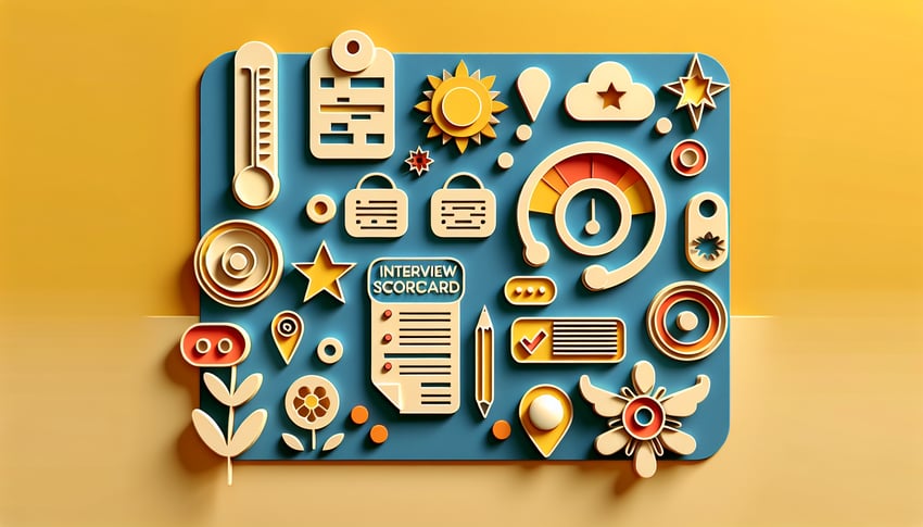 Paper art illustration related to interview scorecard form template for FormCreatorAI article