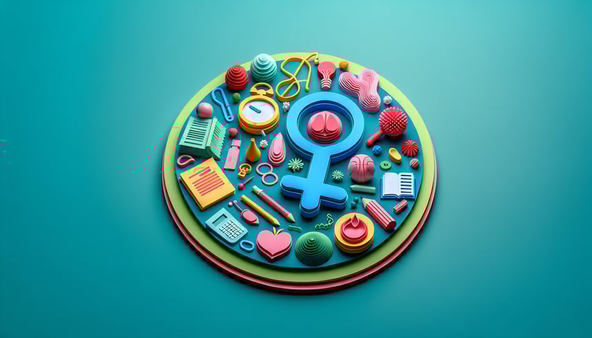 Paper art illustration depicting a sex education survey form with engaging design elements for FormCreatorAI article.