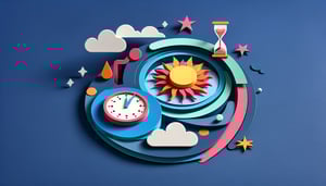 Paper art illustration featuring a time clock correction form for FormCreatorAI article.