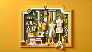 Paper art illustration depicting a costume measurement form template for form creation and design.