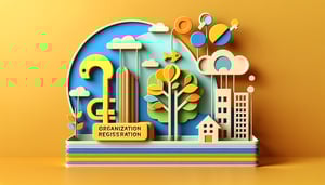 paper art illustration depicting an organization registration form template for FormCreatorAI article