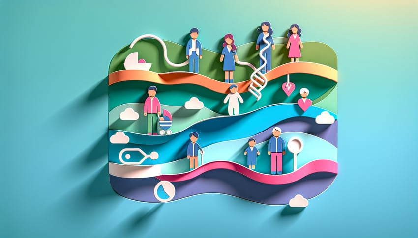 Paper art illustration representing a patient demographic information form template for FormCreatorAI article