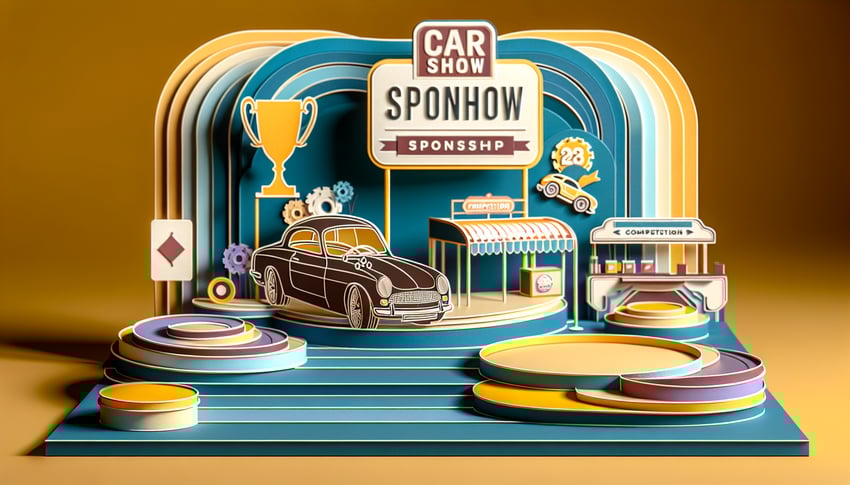 Paper art illustration for article on Car Show Sponsorship Form Template by FormCreatorAI