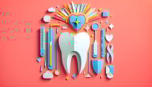 Paper art illustration featuring a dental insurance breakdown form template on a clean background