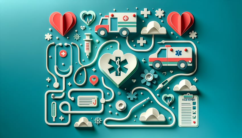 paper art illustration depicting Ems Field Report Form Template for FormCreatorAI article