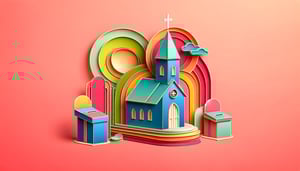 Paper art illustration depicting a church donation receipt form template for FormCreatorAI article