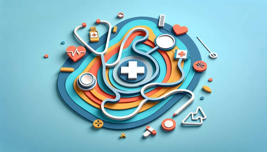 Paper art illustration depicting a doctor referral form for an article on FormCreatorAI