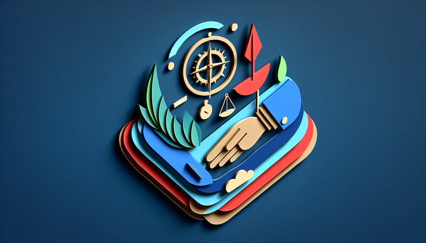 Paper art illustration showcasing a code of conduct sign form template for FormCreatorAI article