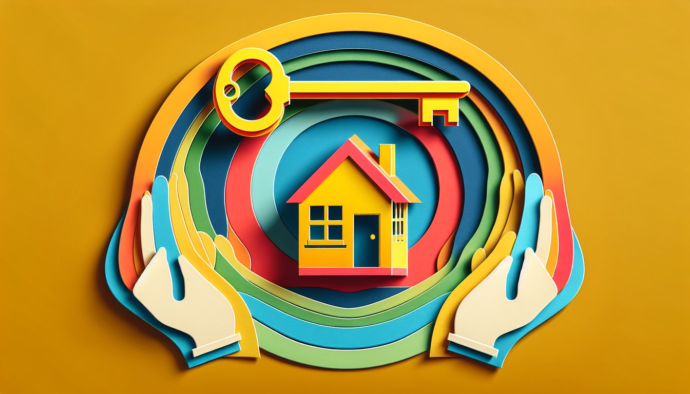 paper art illustration depicting a mortgage form template for FormCreatorAI article