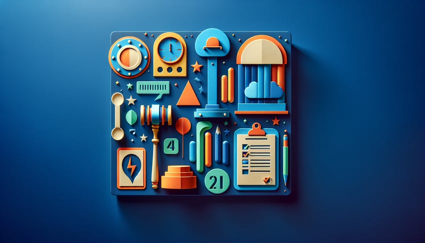Paper art illustration depicting a judging panel information form template for FormCreatorAI article