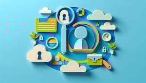 Colorful paper art illustration featuring a background check authorization form template on a workspace setting