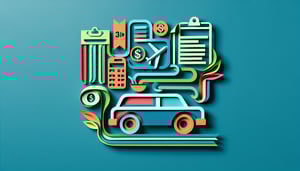 Paper art illustration depicting a mileage log and expense report form template for FormCreatorAI article