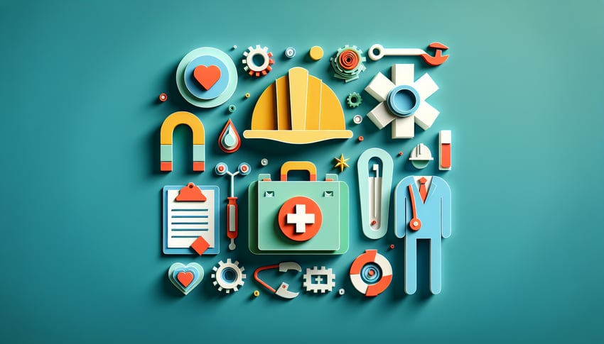 Paper art illustration depicting an employee injury report form template for FormCreatorAI article.