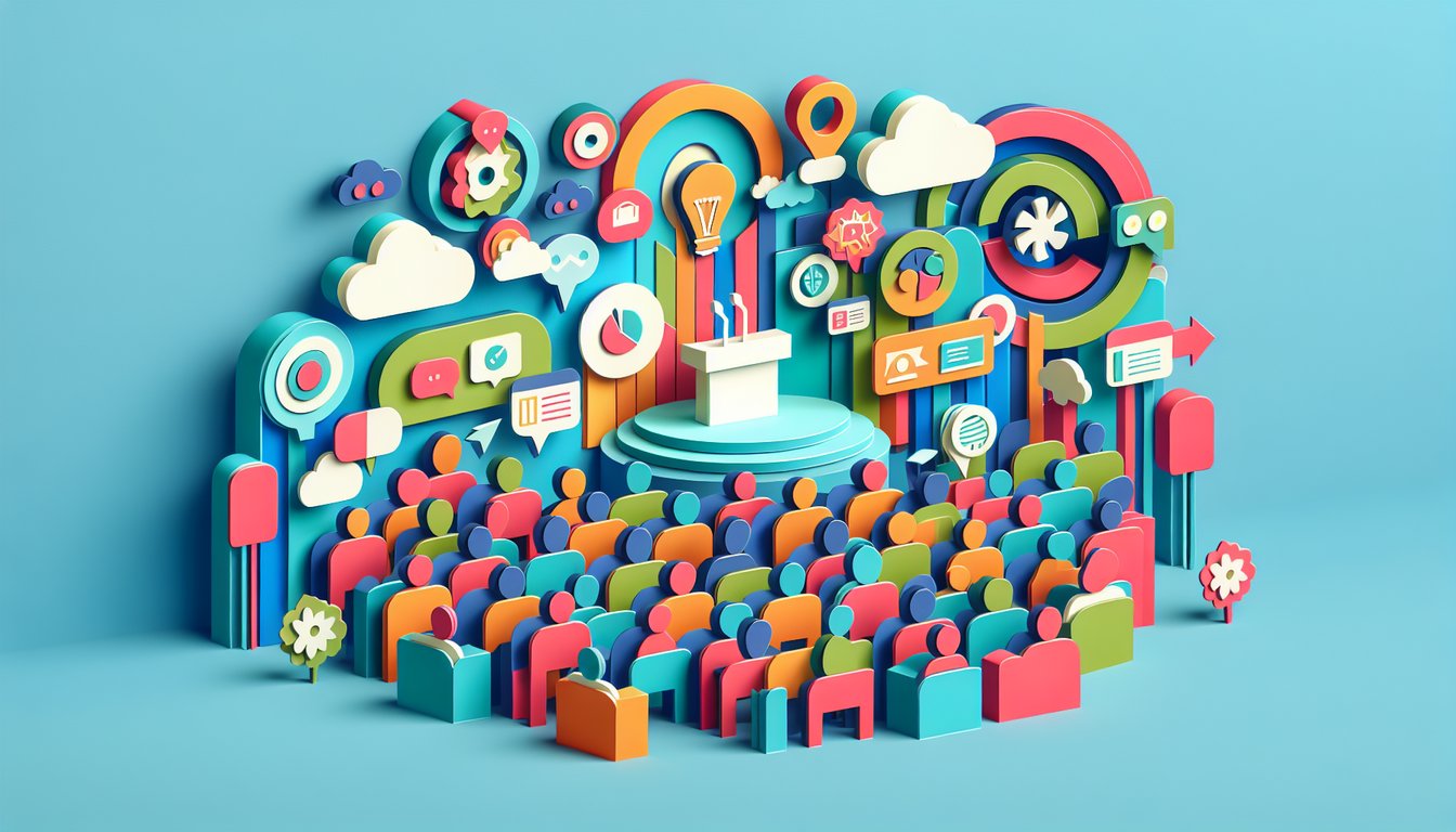 Paper art illustration showcasing a conference report template for FormCreatorAI article