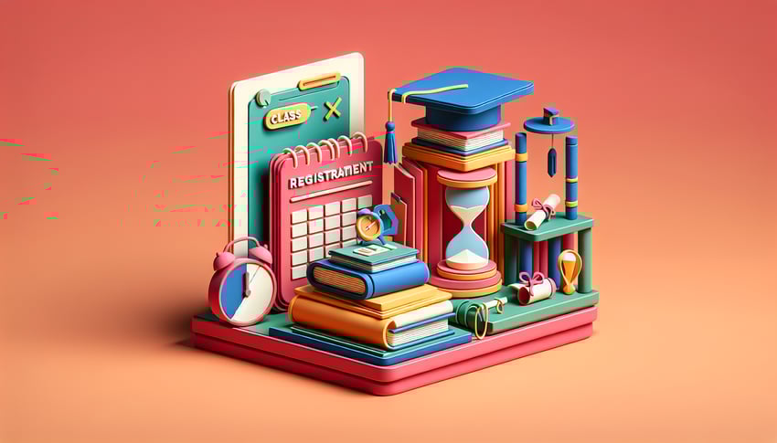 paper art illustration depicting a class registration form template design for FormCreatorAI article