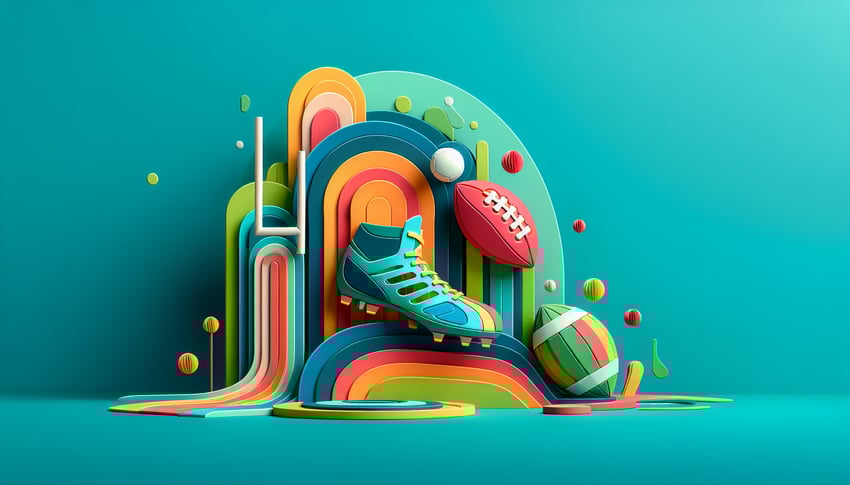 Paper art illustration featuring a football registration form for FormCreatorAI