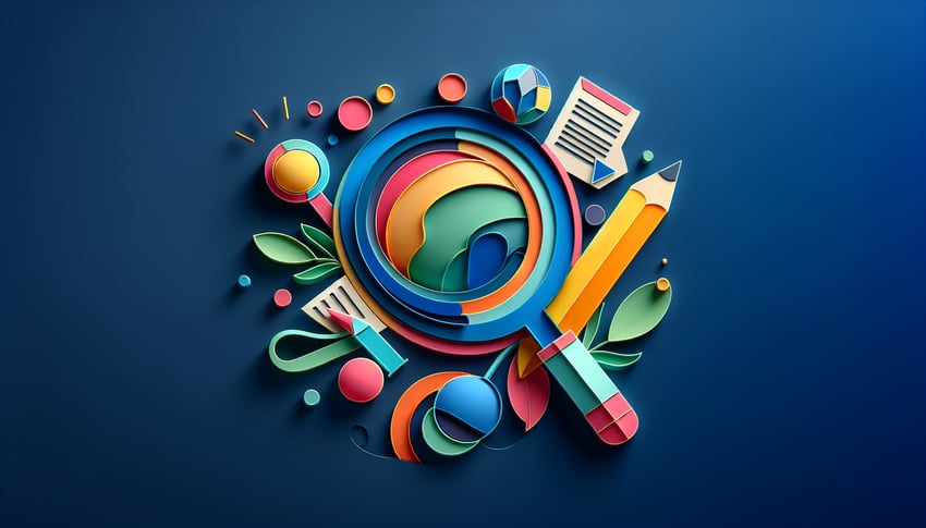 Paper art illustration showcasing a student interest survey form for an educational article on FormCreatorAI